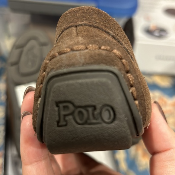New in the box Polo Ralph Lauren chocolate suede toddler size 10 loafers - Picture 4 of 5